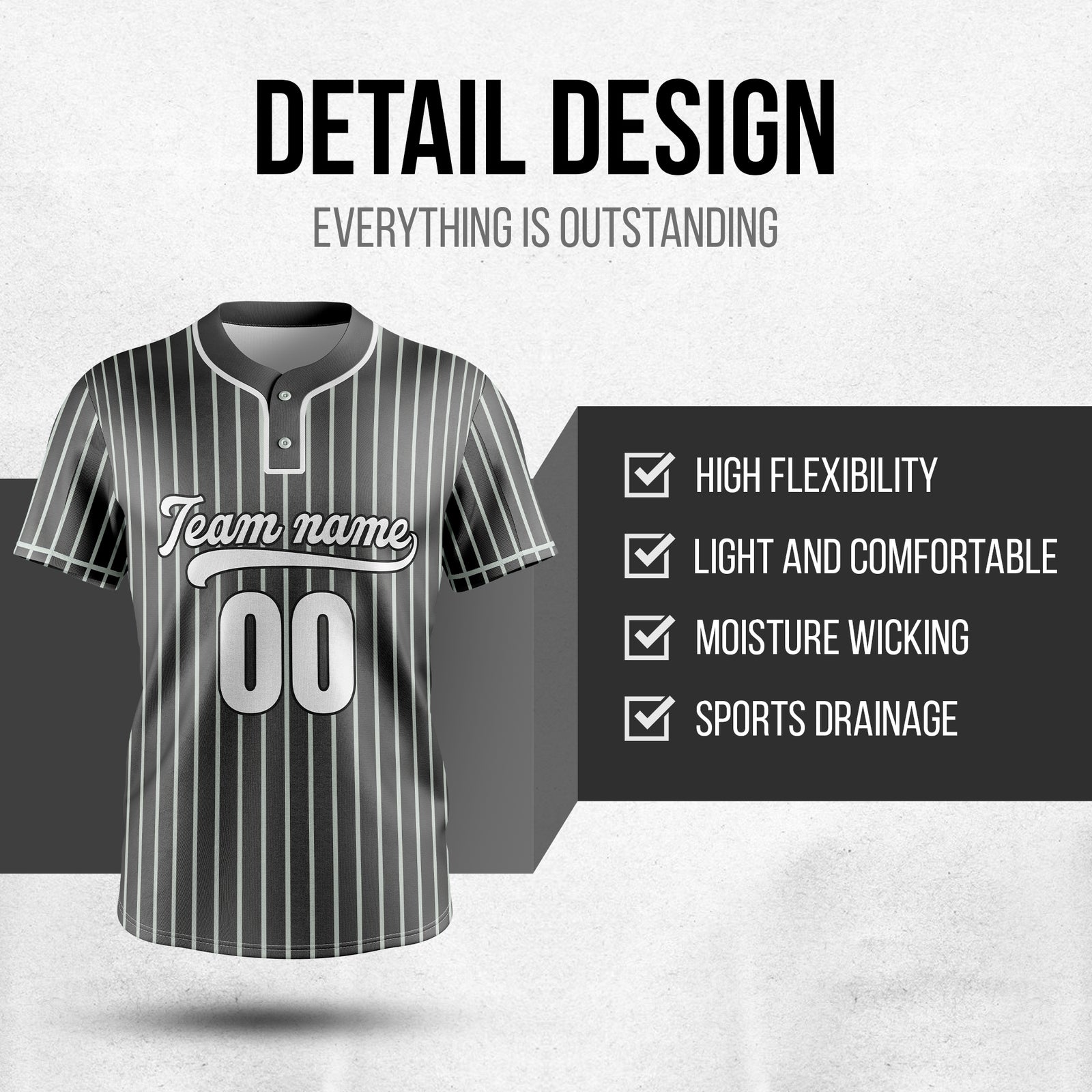Custom Pinstripe Baseball Dark Grey Sports Jersey Personalized Uniform with Name & Number