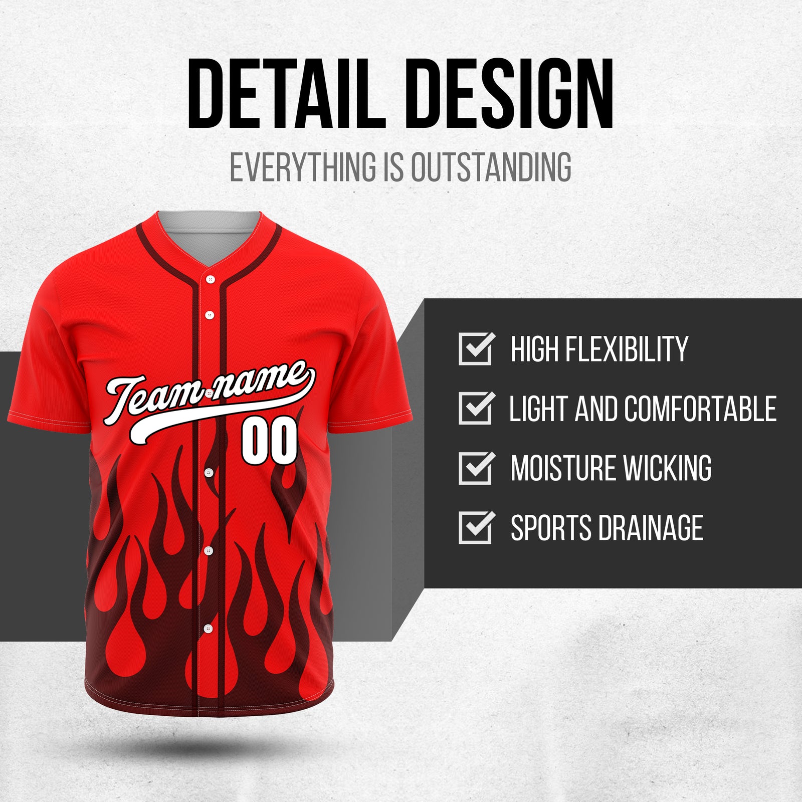 Custom Frost Fire Red Baseball Sports Jersey Personalized Uniform with Name & Number