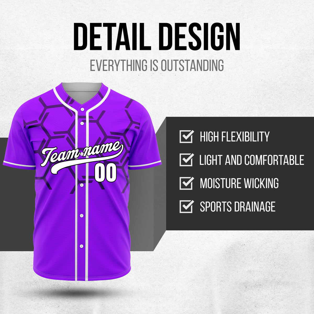 Custom Sting Force Purple Baseball Sports Jersey Personalized Uniform with Name & Number