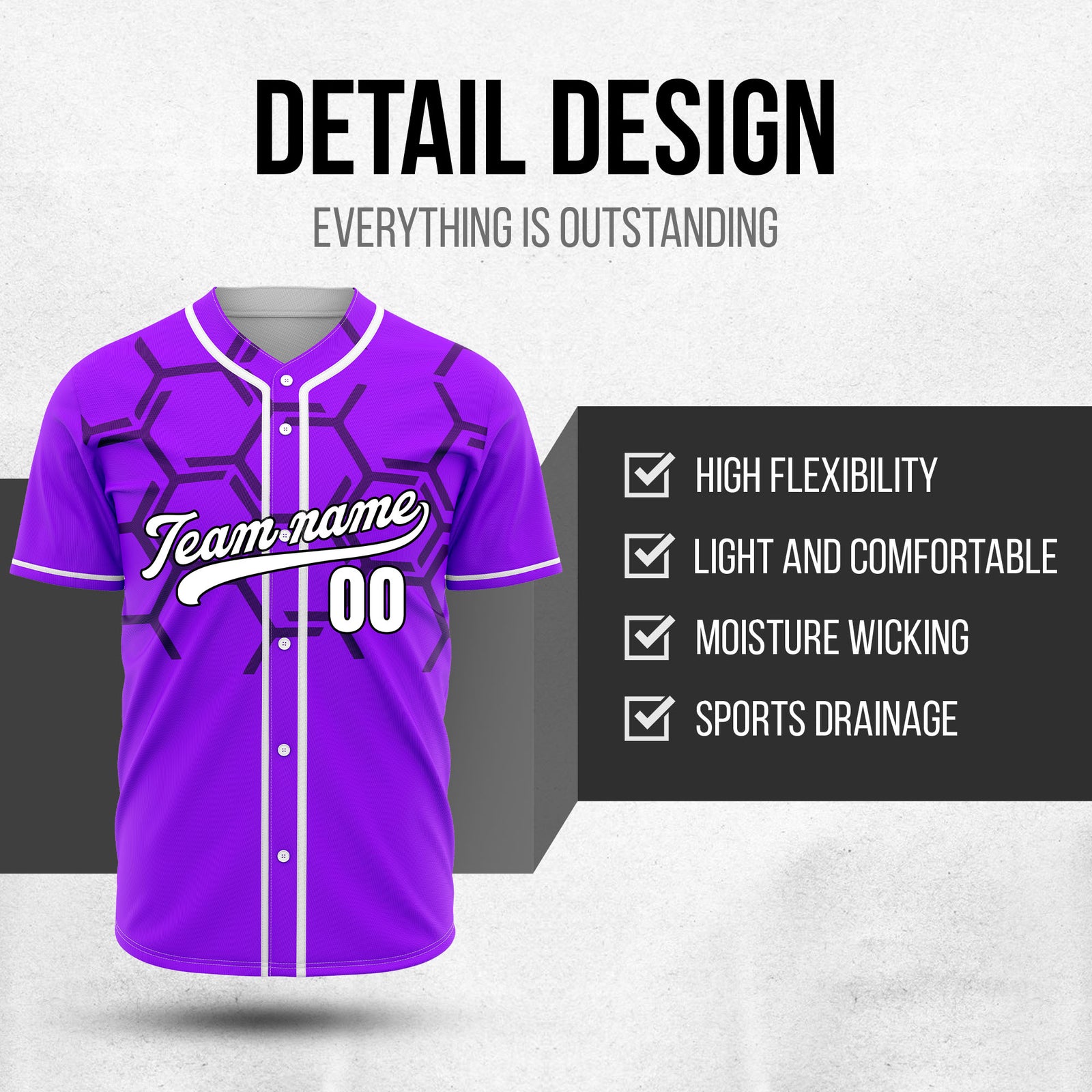 Custom Sting Force Purple Baseball Sports Jersey Personalized Uniform with Name & Number