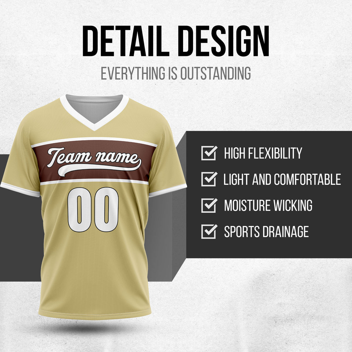 Custom ProEdge Khaki Baseball Sports Jersey Personalized Uniform with Name & Number