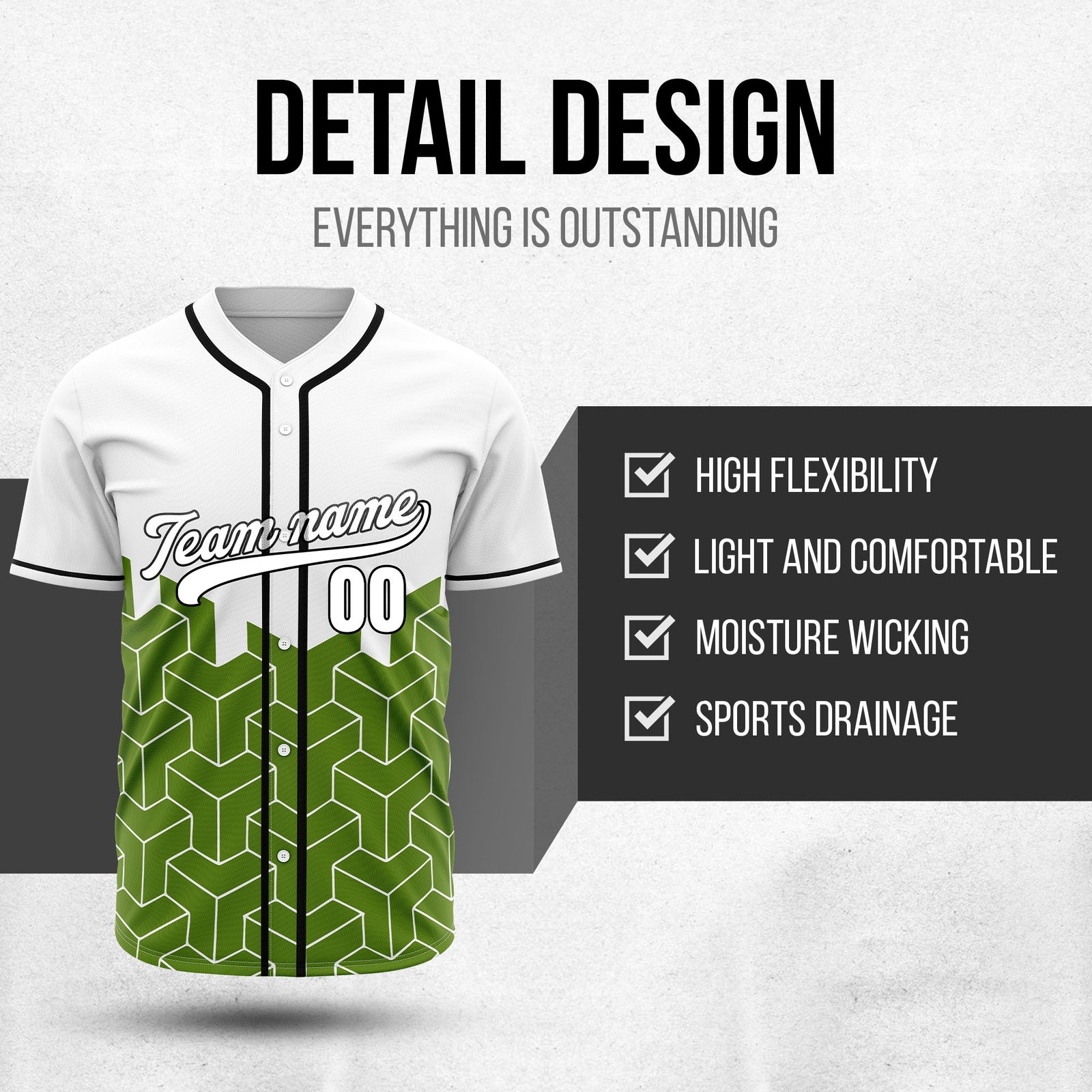 Custom Grid Iron White Baseball Sports Jersey Personalized Uniform with Name & Number