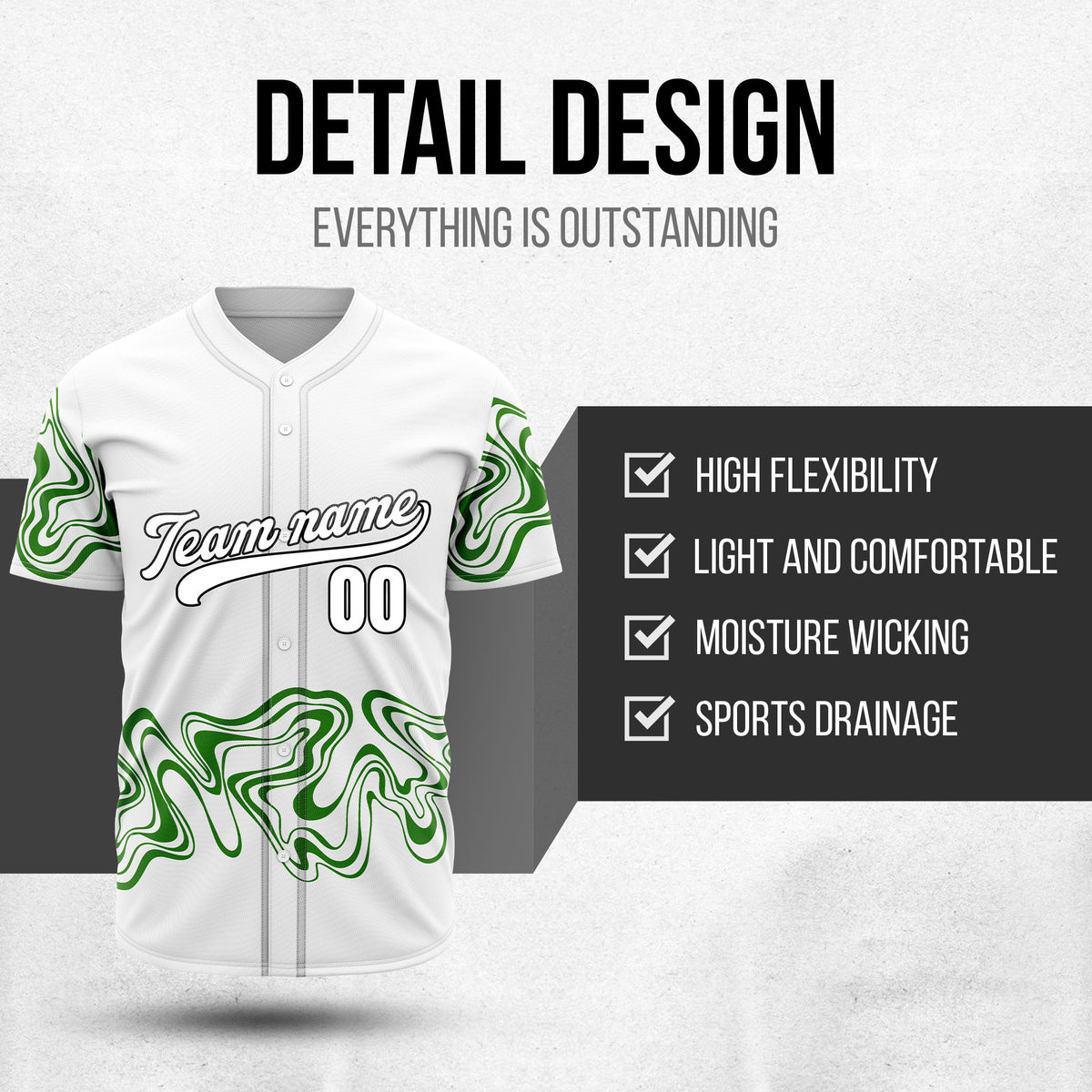 Custom White Baseball Wave Sports Jersey Personalized Uniform with Name & Number