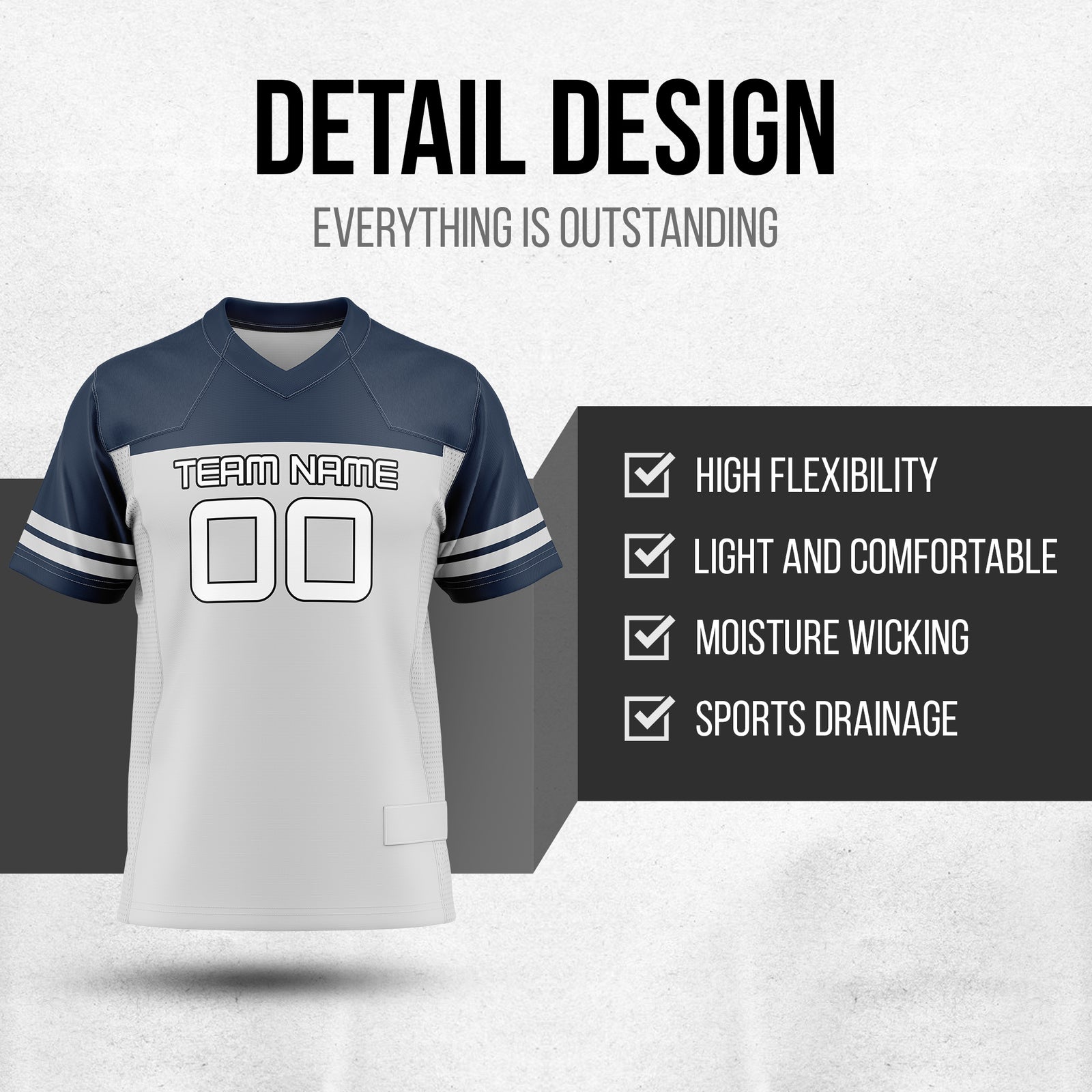 Custom Navy Team Classic Style Mesh Authentic Football Jersey