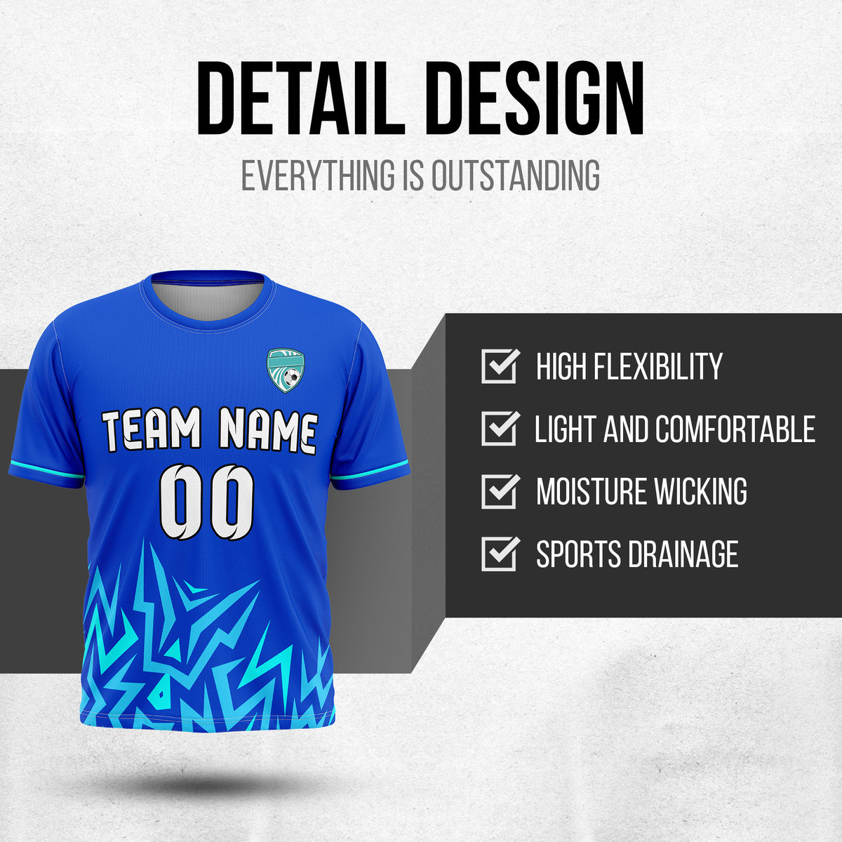 Custom Spark Strike R-Side Pattern Blue Sport Tops Jersey