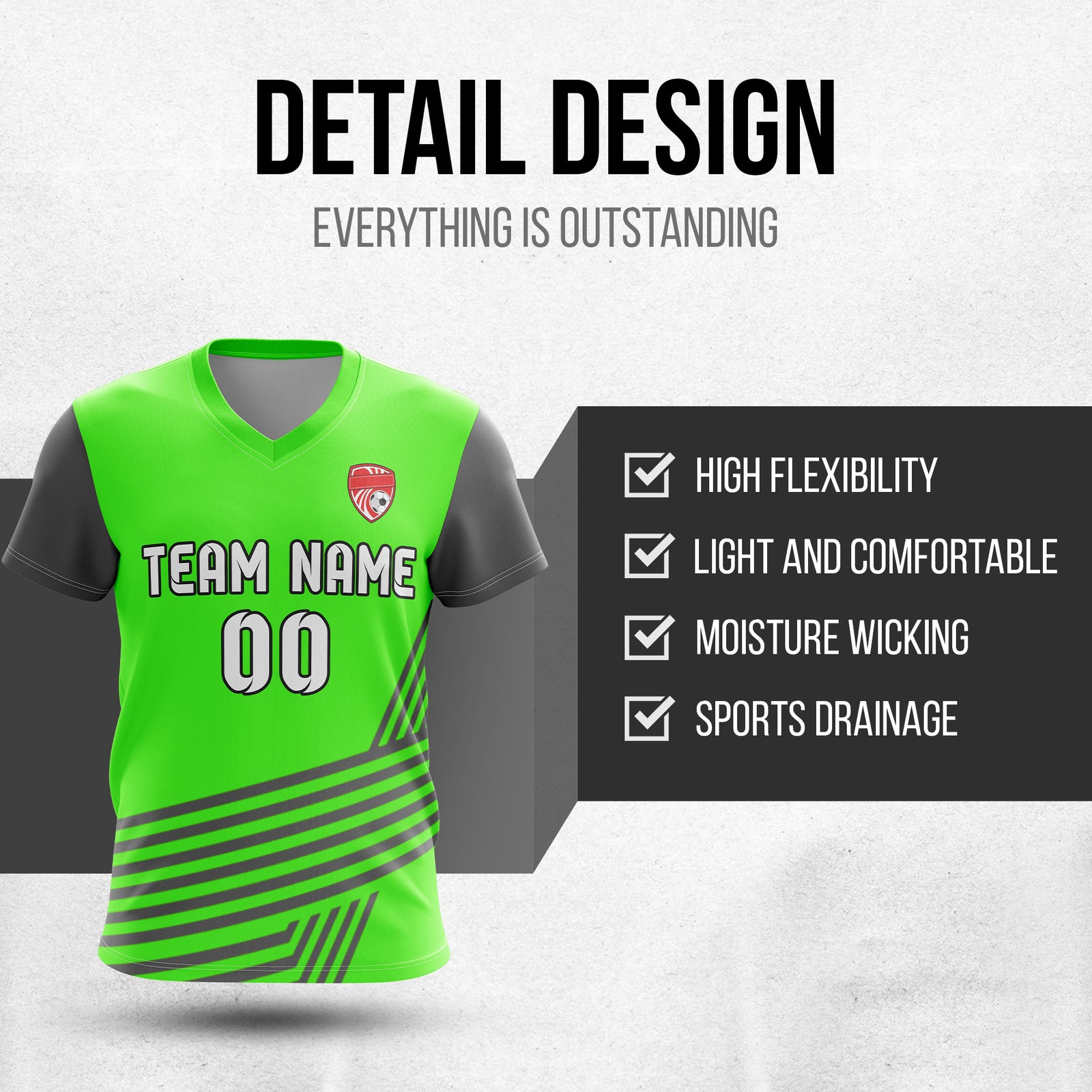Custom Rapid Line Neon Green Soccer Sport Tops Jersey