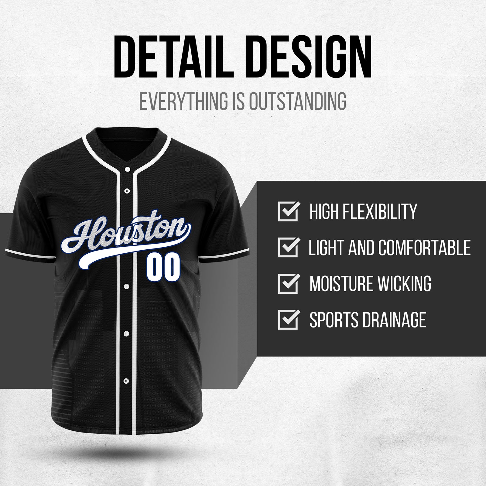 Custom City Pulse Black Baseball Sports Jersey Personalized Uniform with Name & Number