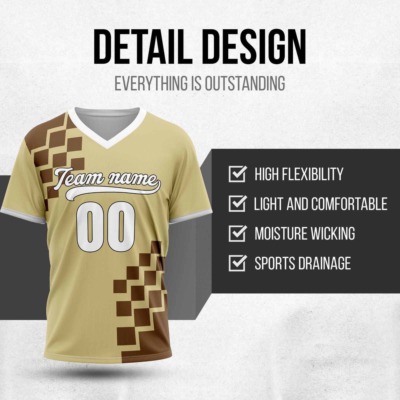 Custom Shadow Pixel Khaki Baseball Sports Jersey Personalized Uniform with Name & Number
