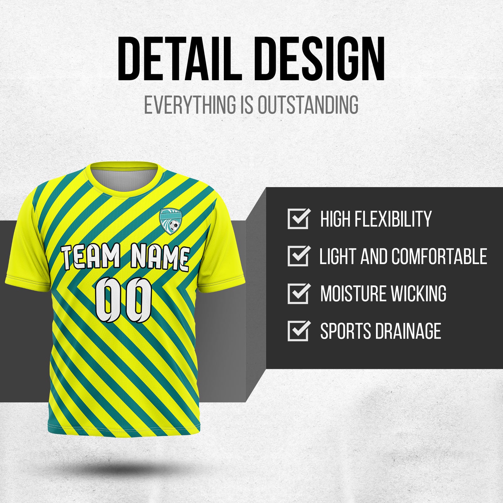 Custom Soccer R Stripes Pro Line Yellow  Sports Tops Jersey