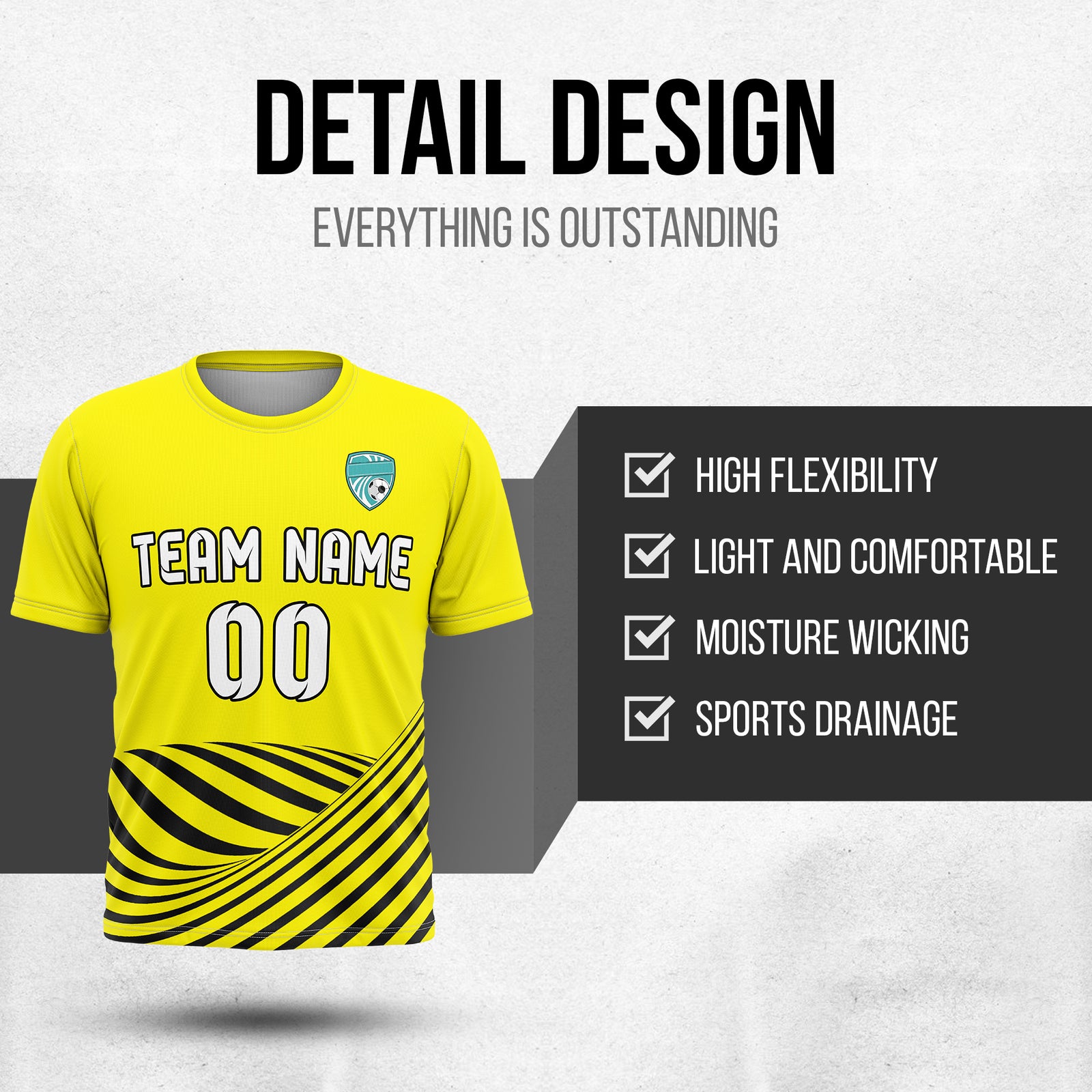 Custom Soccer R Stripes SurgeLine Yellow Sports Tops Jersey