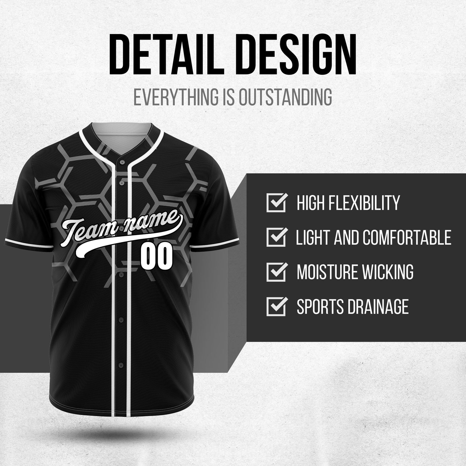 Custom Sting Force Black Baseball Sports Jersey Personalized Uniform with Name & Number