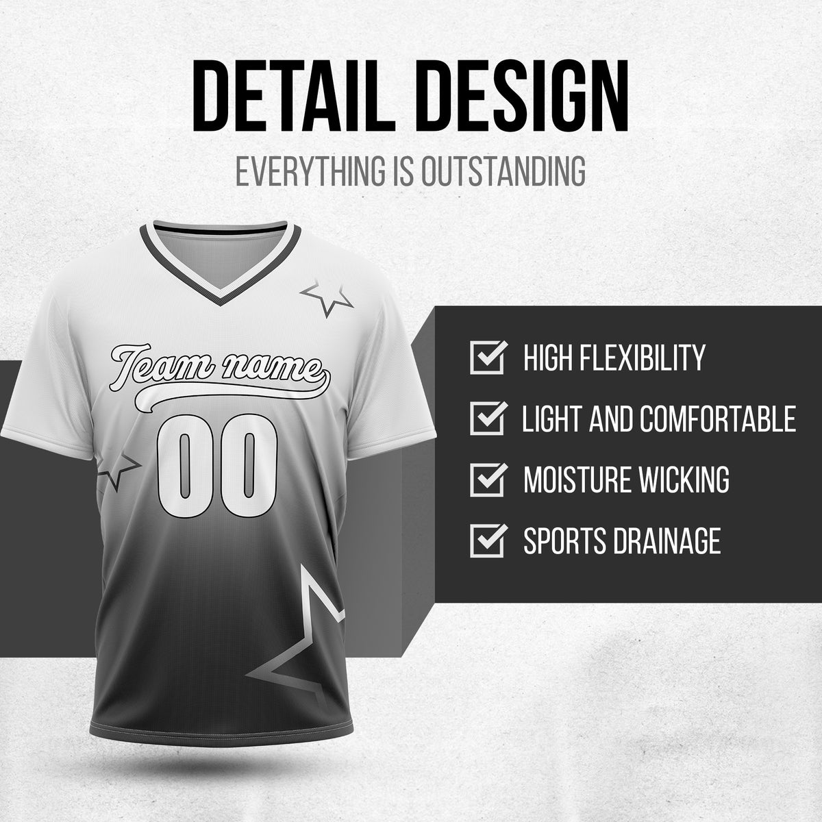 Custom Star Gradient Baseball White Sports Jersey Personalized Uniform with Name & Number