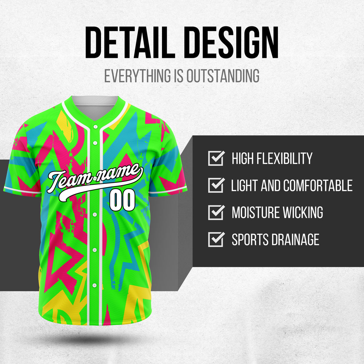 Custom Splash Neon Green Baseball Sports Jersey Personalized Uniform with Name & Number