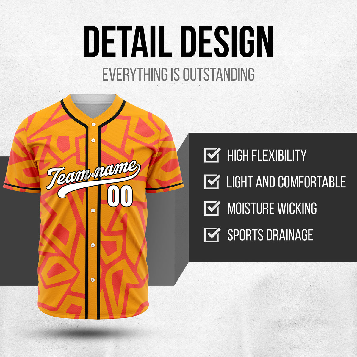 Custom Shadow Rebels Orange Baseball Sports Jersey Personalized Uniform with Name & Number