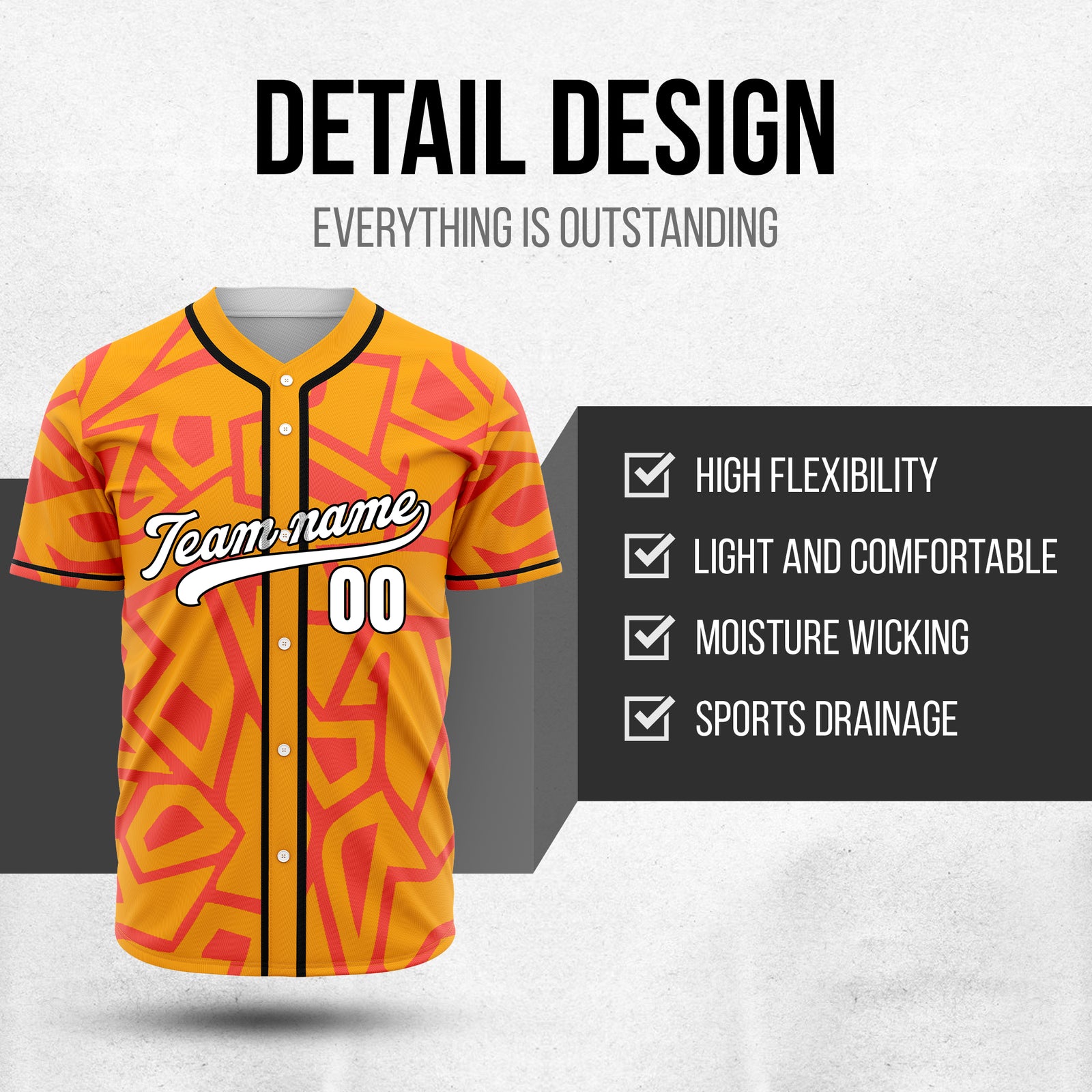 Custom Shadow Rebels Orange Baseball Sports Jersey Personalized Uniform with Name & Number
