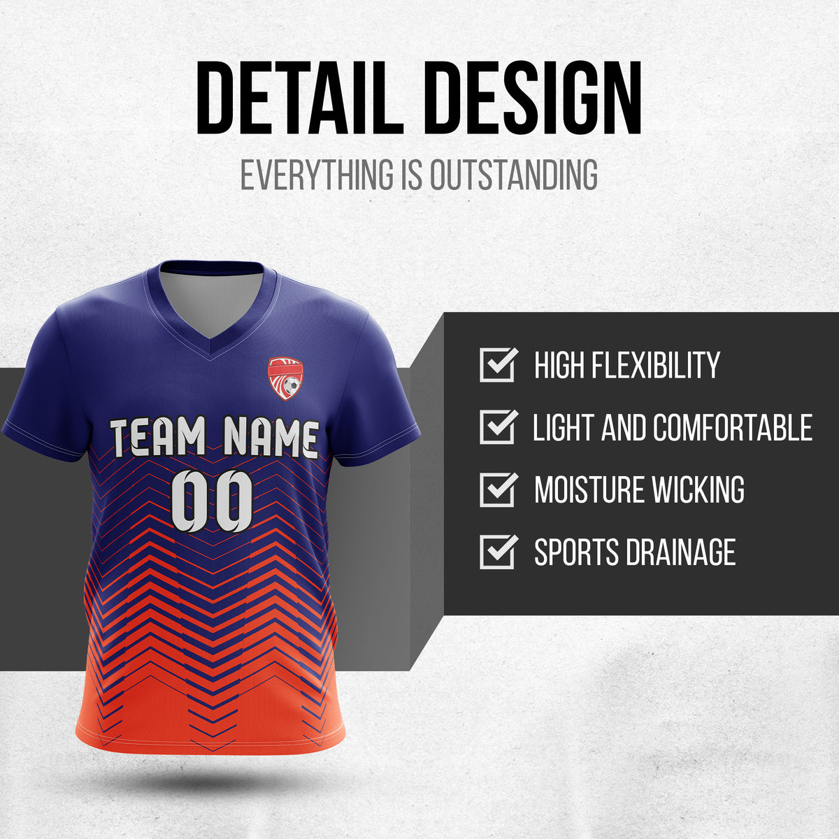 Custom Apex Strike V-Side Pattern Navy Soccer Sport Tops Jersey