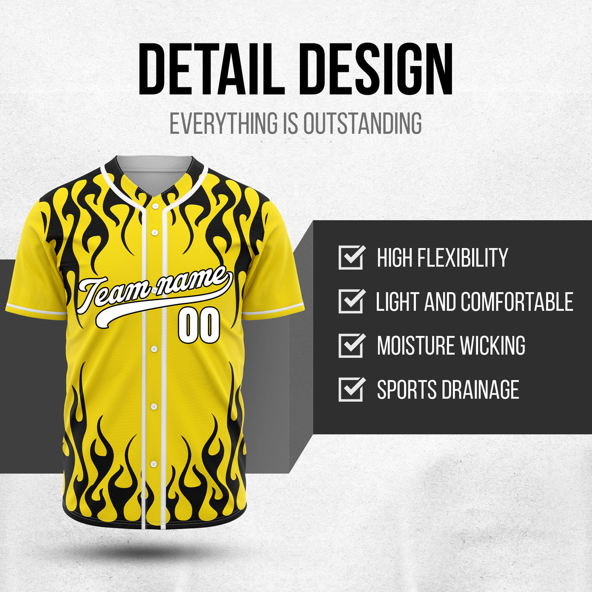 Custom Frostburn Yellow Baseball Sports Jersey Personalized Uniform with Name & Number