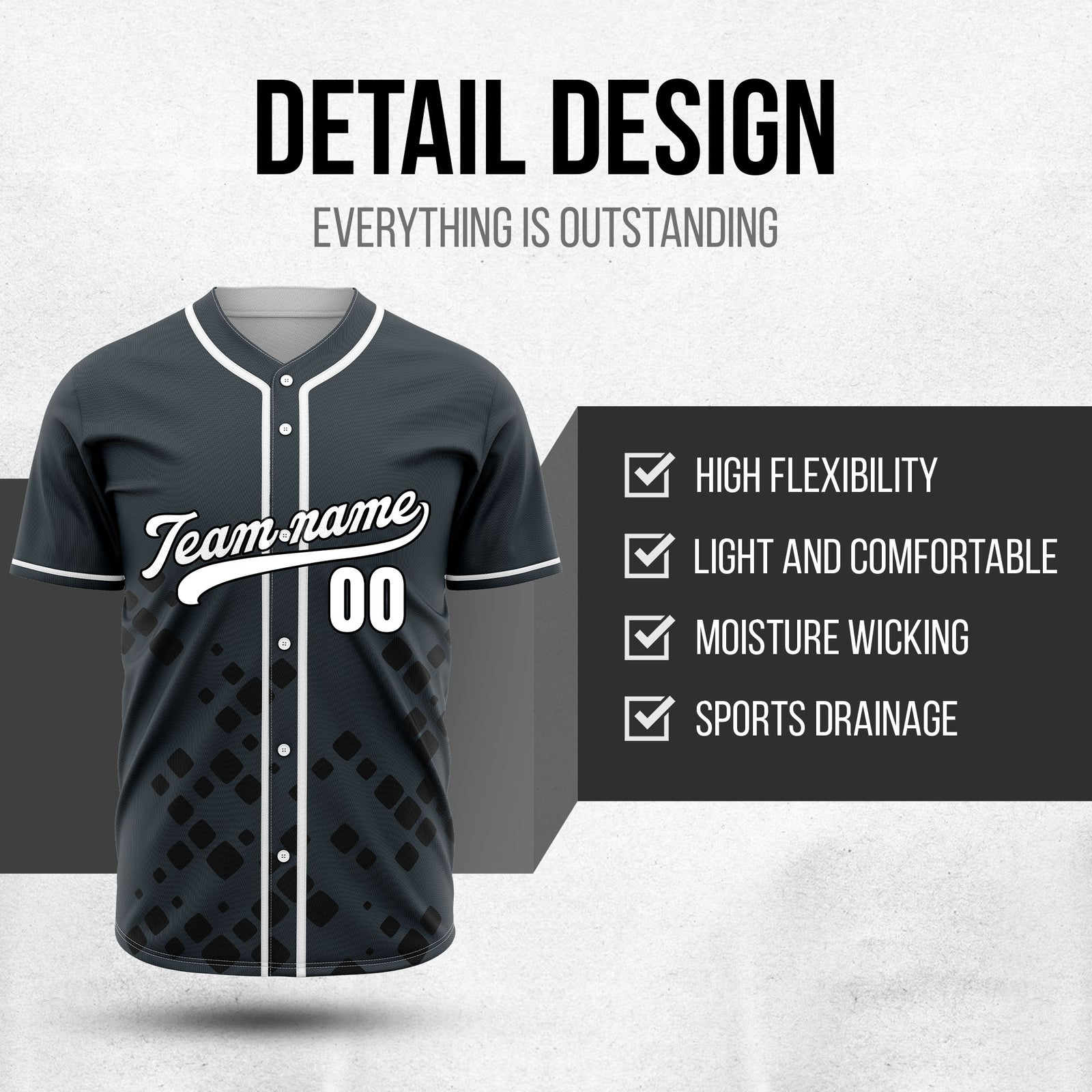 Custom Shadow Spark Grey Baseball Sports Jersey Personalized Uniform with Name & Number