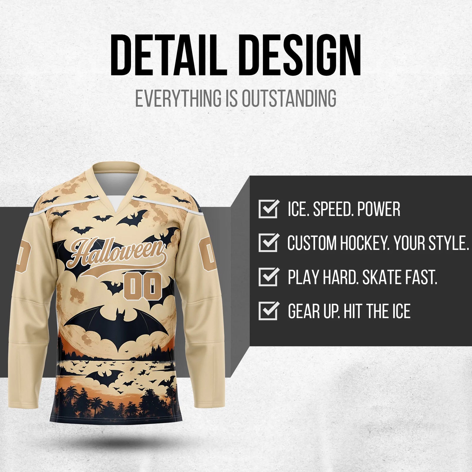 Custom Halloween Ice Hockey Jersey D9 Personalized Uniform with Name & Number