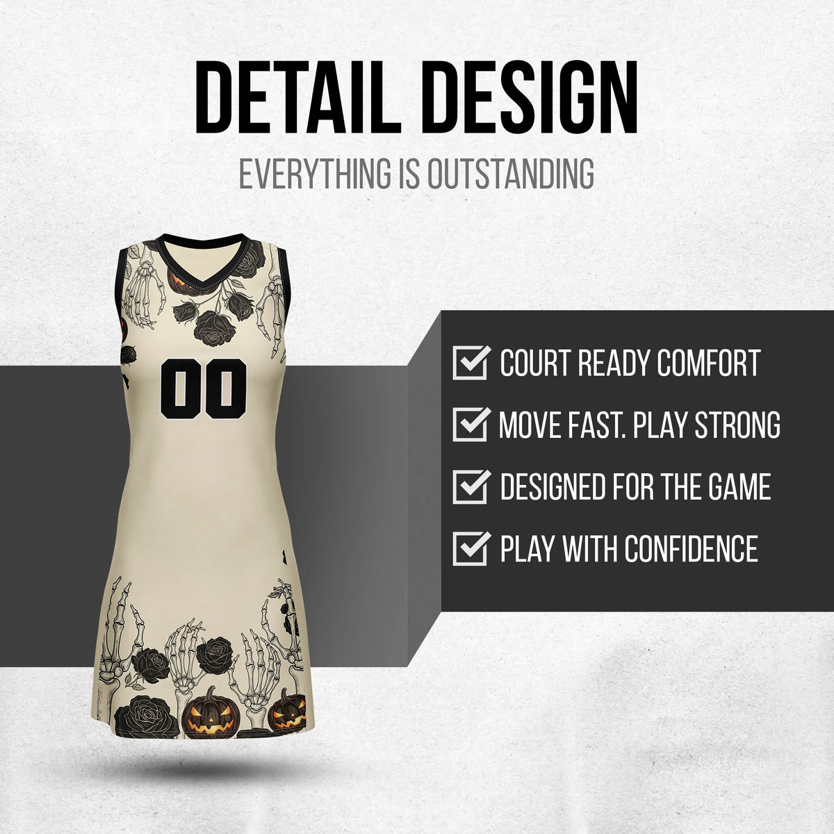 Custom Halloween Netball Jersey D10 Personalized Uniform with Name & Number
