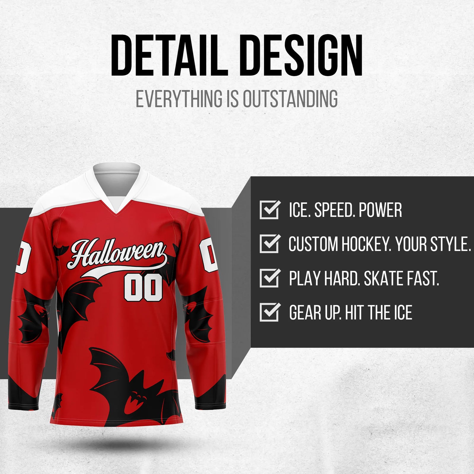 Custom Halloween Ice Hockey Jersey D5 Personalized Uniform with Name & Number