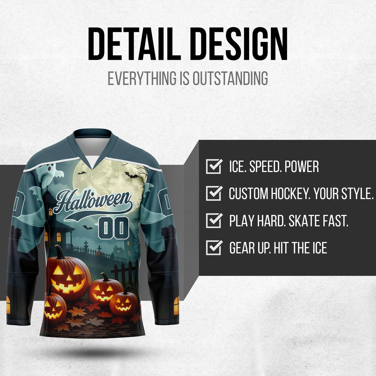 Custom Halloween Ice Hockey Jersey D6 Personalized Uniform with Name & Number