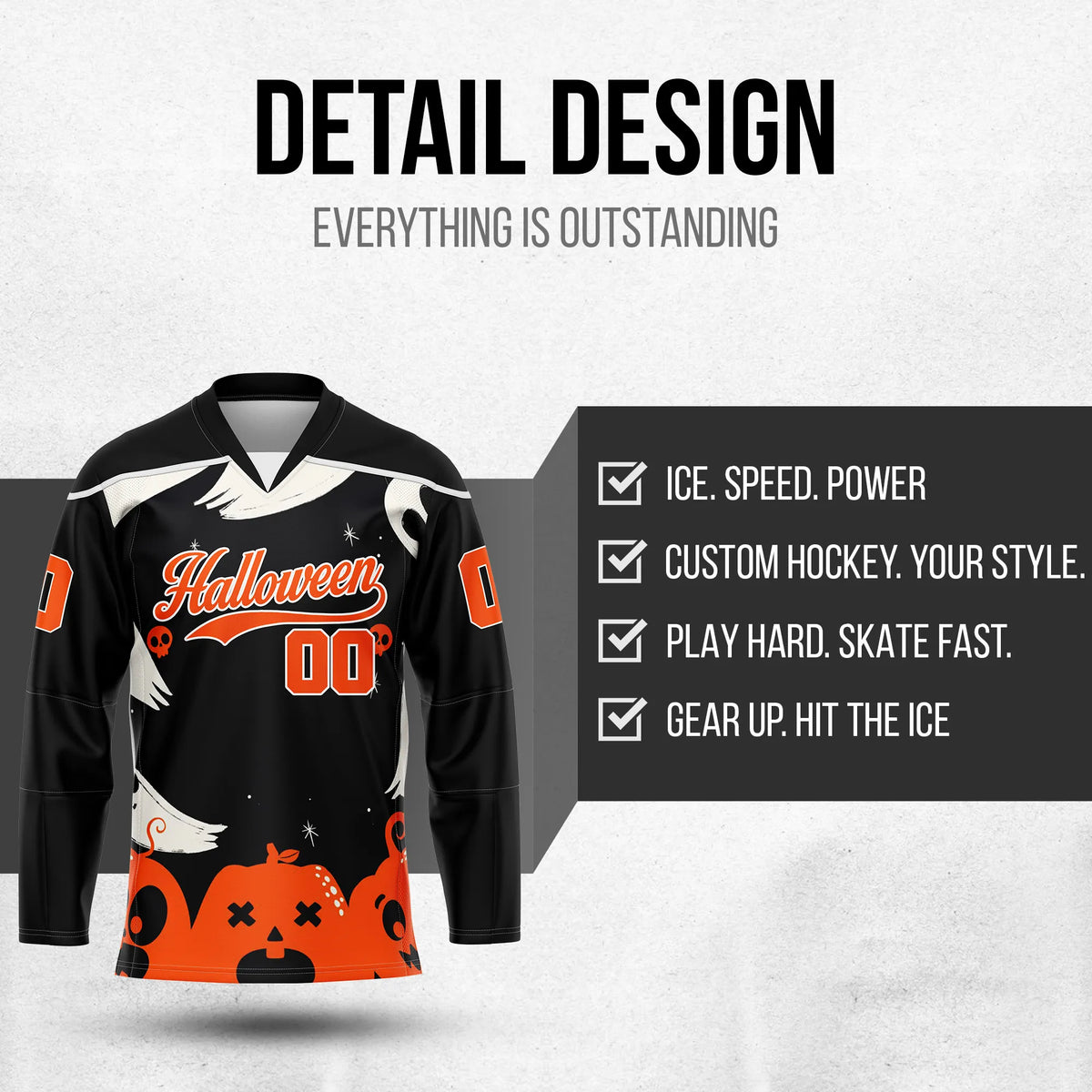 Custom Halloween Ice Hockey Jersey D8 Personalized Uniform with Name & Number