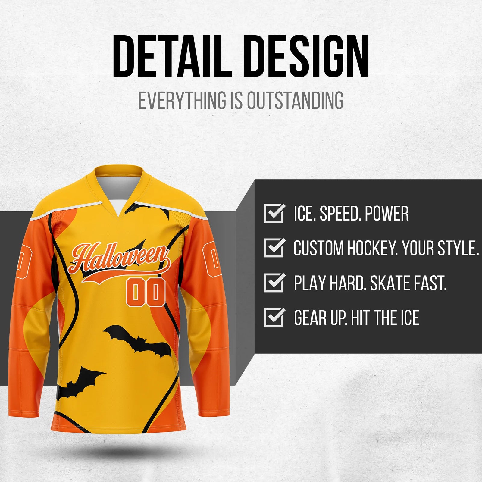 Custom Halloween Ice Hockey Jersey D4 Personalized Uniform with Name & Number