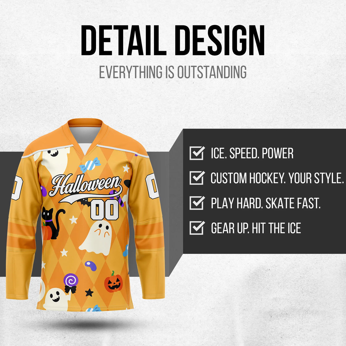 Custom Halloween Ice Hockey Jersey D2 Personalized Uniform with Name & Number