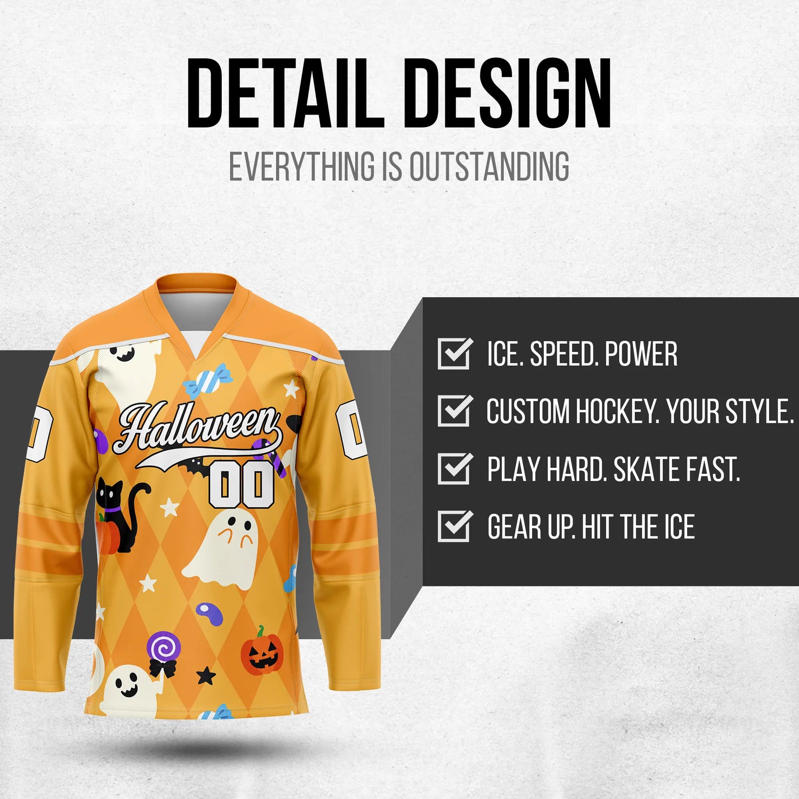 Custom Halloween Ice Hockey Jersey D2 Personalized Uniform with Name & Number