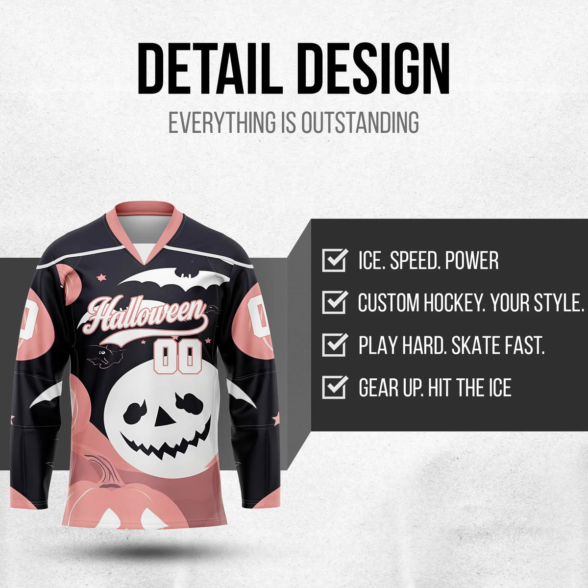Custom Halloween Ice Hockey Jersey D7 Personalized Uniform with Name & Number