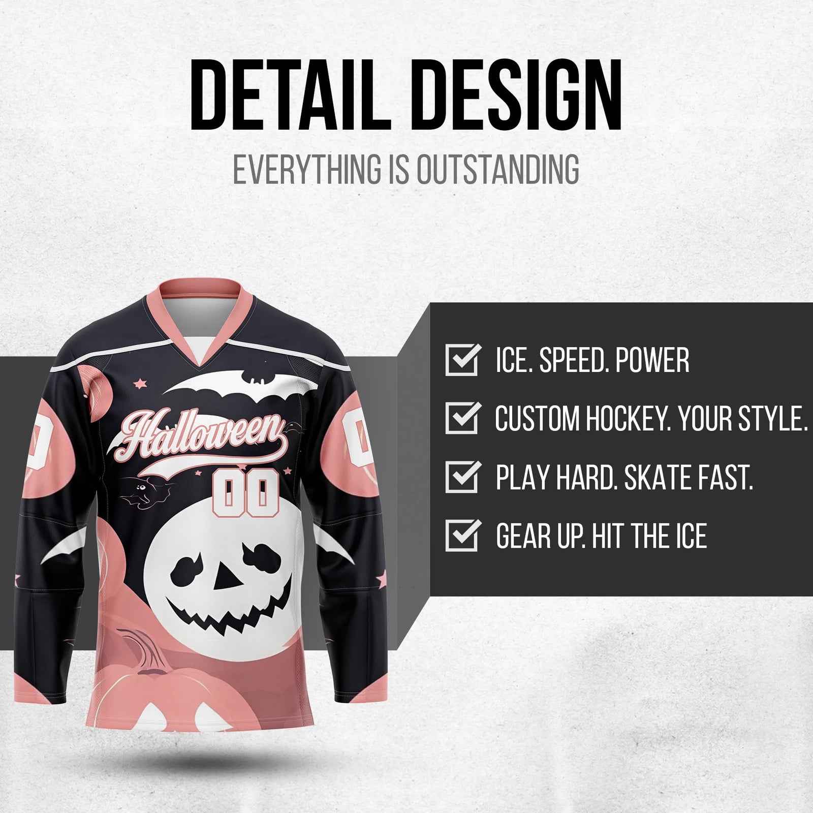 Custom Halloween Ice Hockey Jersey D7 Personalized Uniform with Name & Number