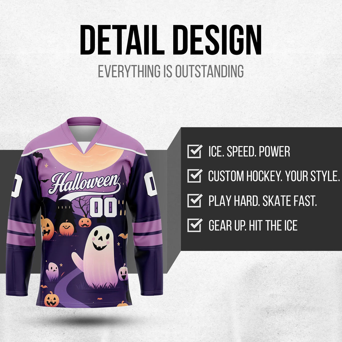 Custom Halloween Ice Hockey Jersey D1 Personalized Uniform with Name & Number