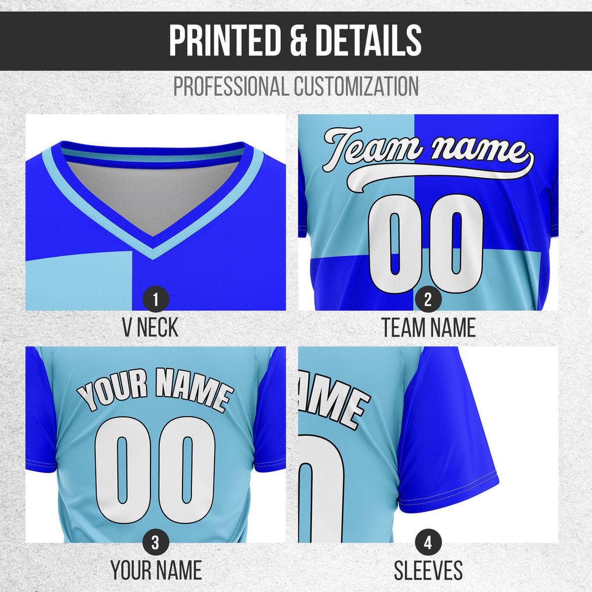 Custom Apex Colorblock Blue Baseball Sports Jersey Personalized Uniform with Name & Number