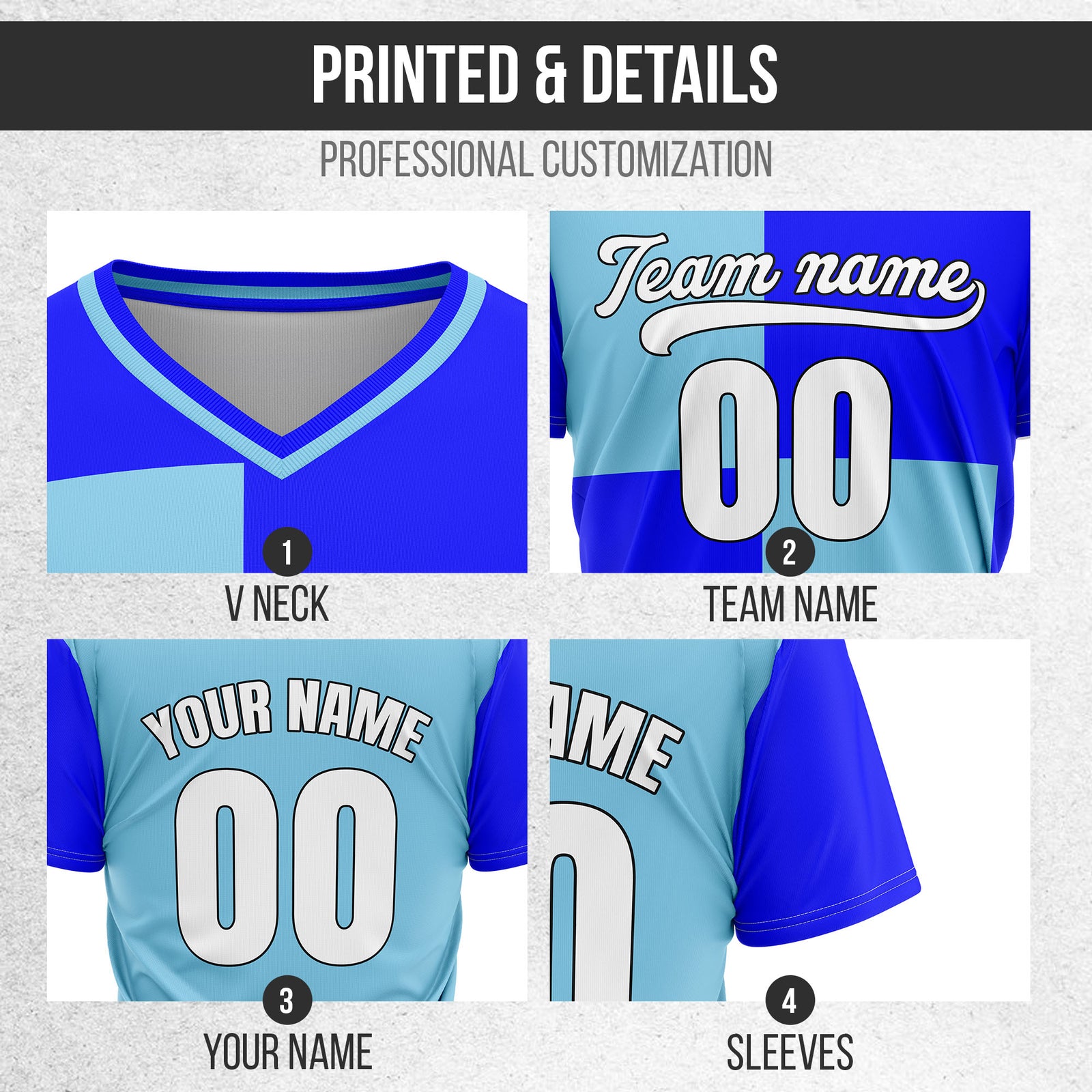 Custom Apex Colorblock Blue Baseball Sports Jersey Personalized Uniform with Name & Number