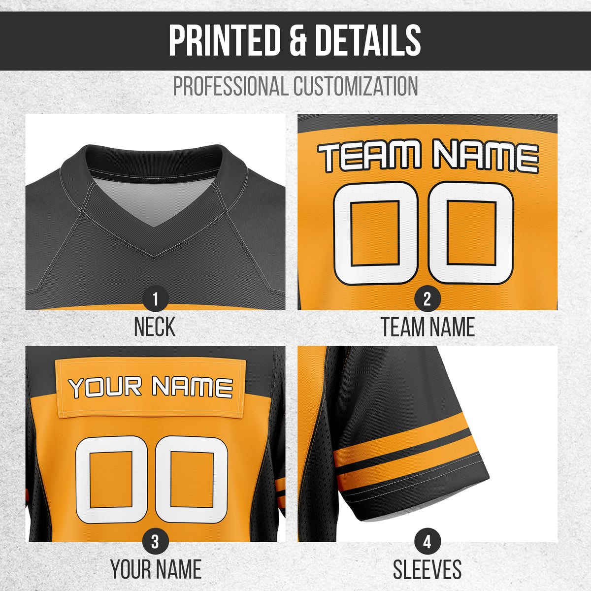 Custom Black Color Block Flag Football Jersey