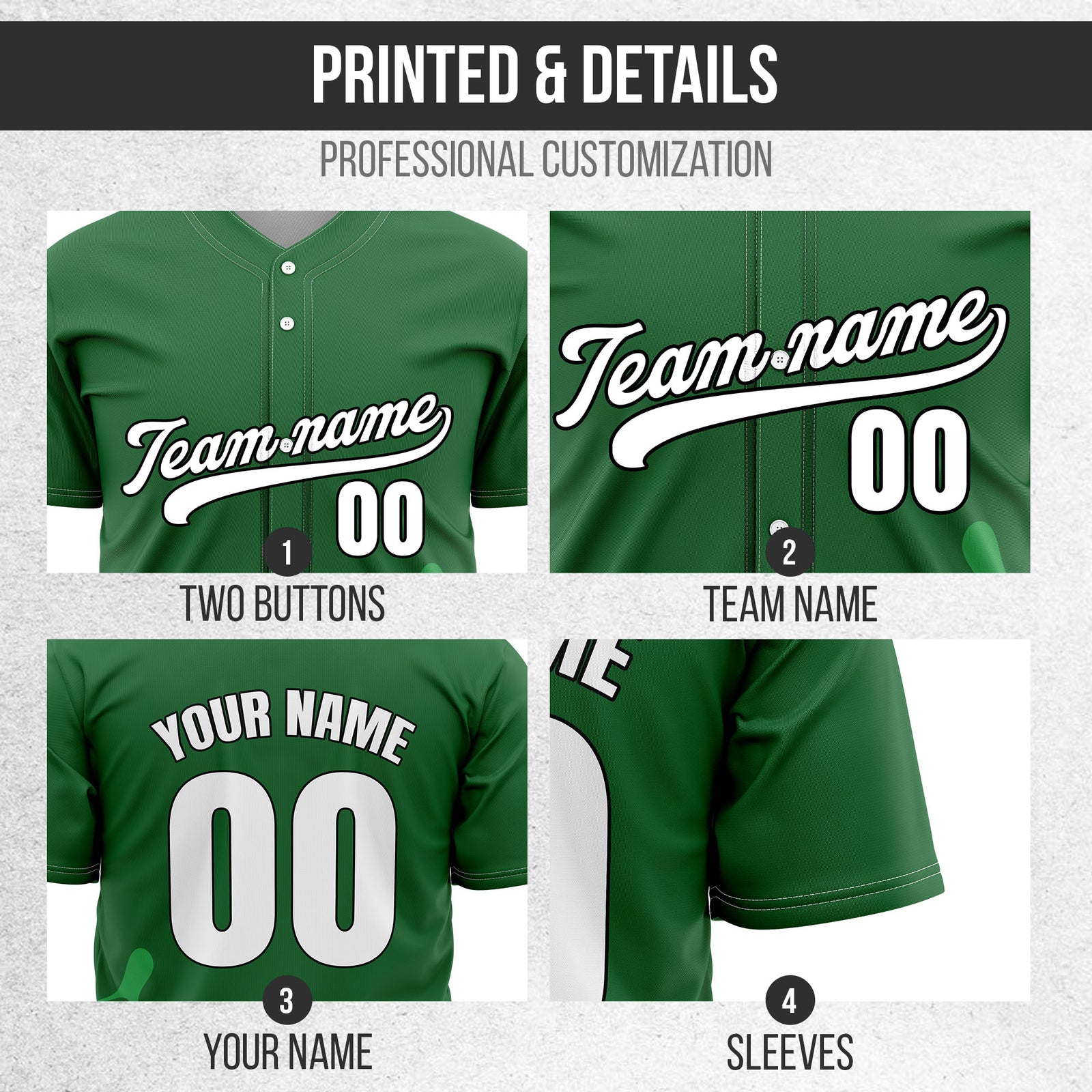 Custom Green Baseball Wave Sports Jersey Personalized Uniform with Name & Number