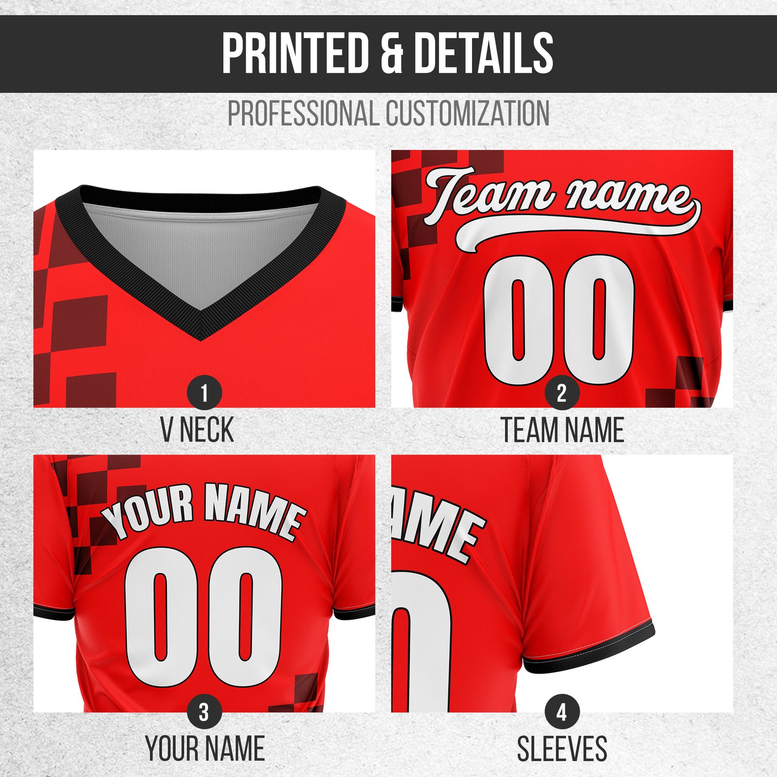 Custom Shadow Pixel Red Baseball Sports Jersey Personalized Uniform with Name & Number