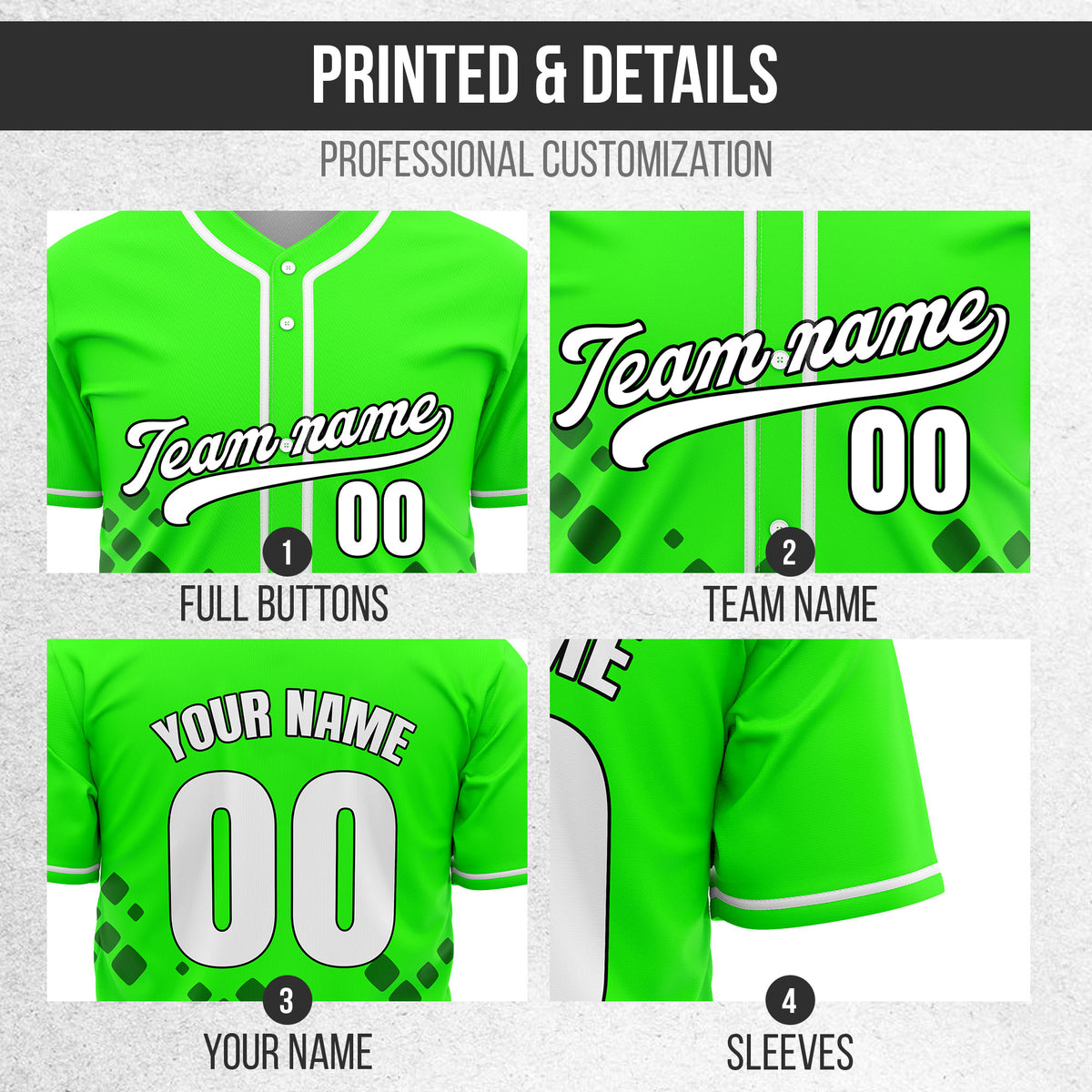 Custom Shadow Spark Neon Green Baseball Sports Jersey Personalized Uniform with Name & Number