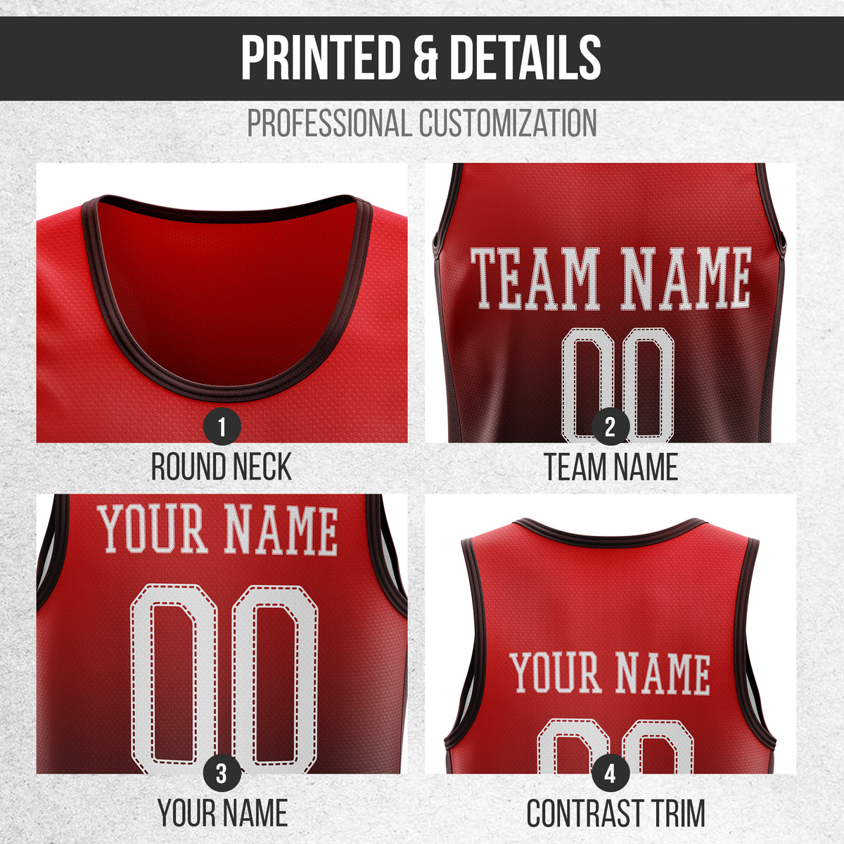 Custom  Red Gradient Fashion Tops Basketball Jersey
