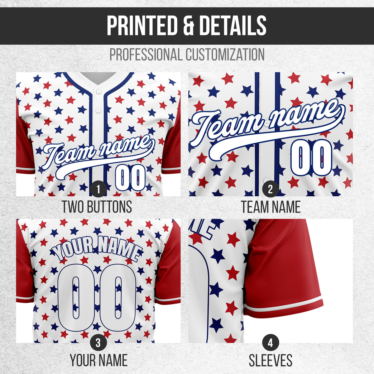 Custom American Flag Baseball Sports Jersey Stitched Personalized Uniform with Name & Number