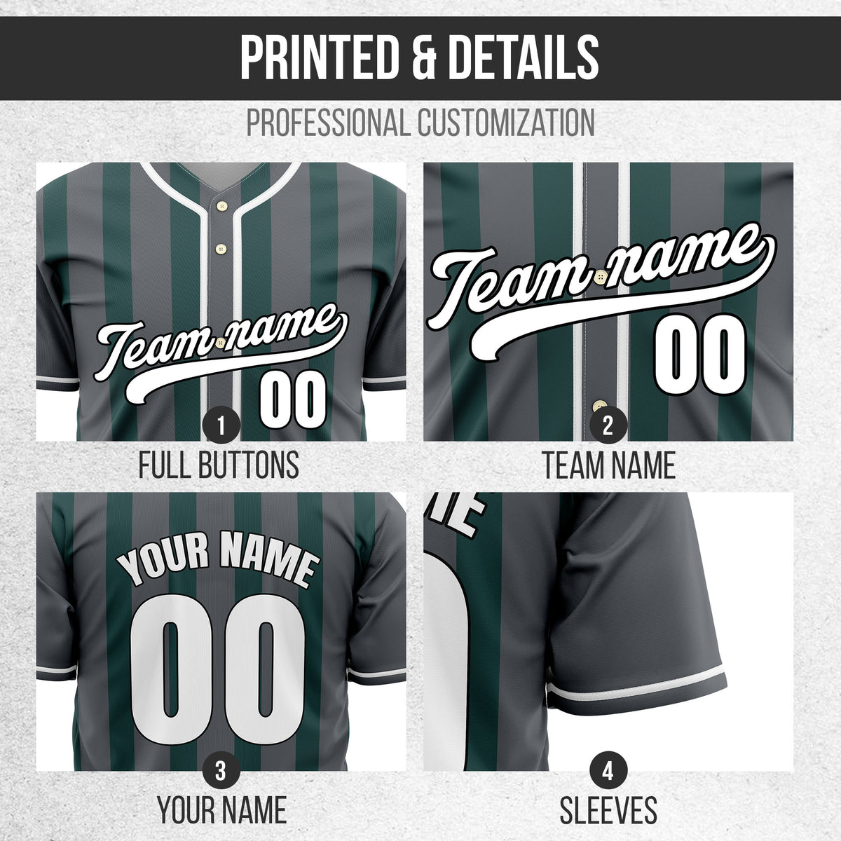 Custom Strikeforce Dark Grey Raglan Style Baseball Sports Jersey Personalized Uniform with Name & Number
