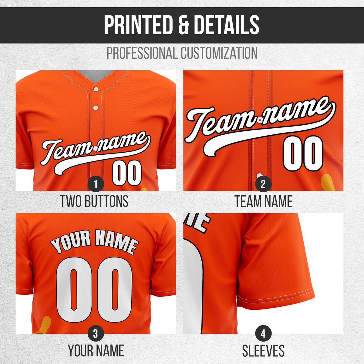 Custom Orange Baseball Wave Sports Jersey Personalized Uniform with Name & Number
