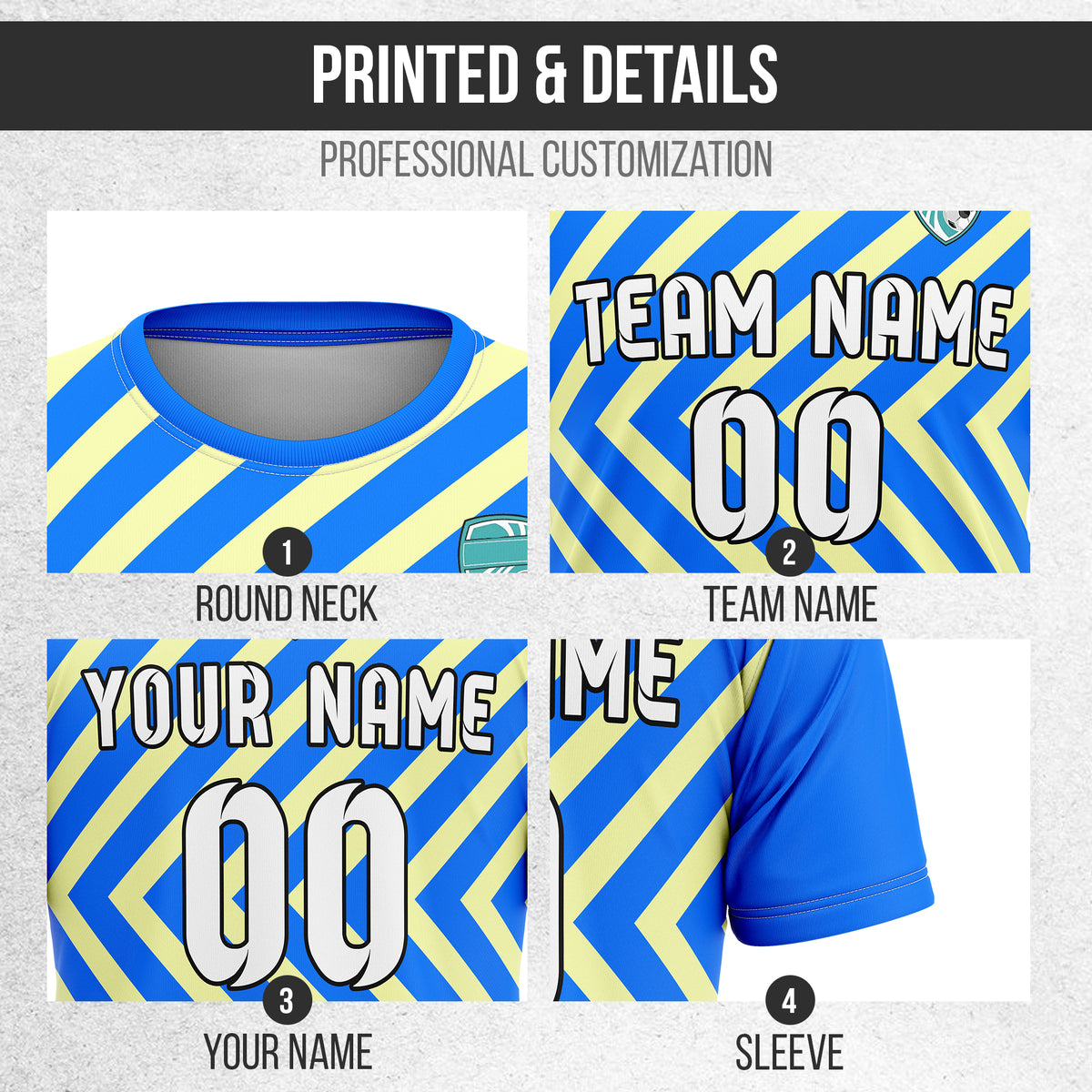Custom Soccer R Stripes Pro Line Blue Sports Tops Jersey