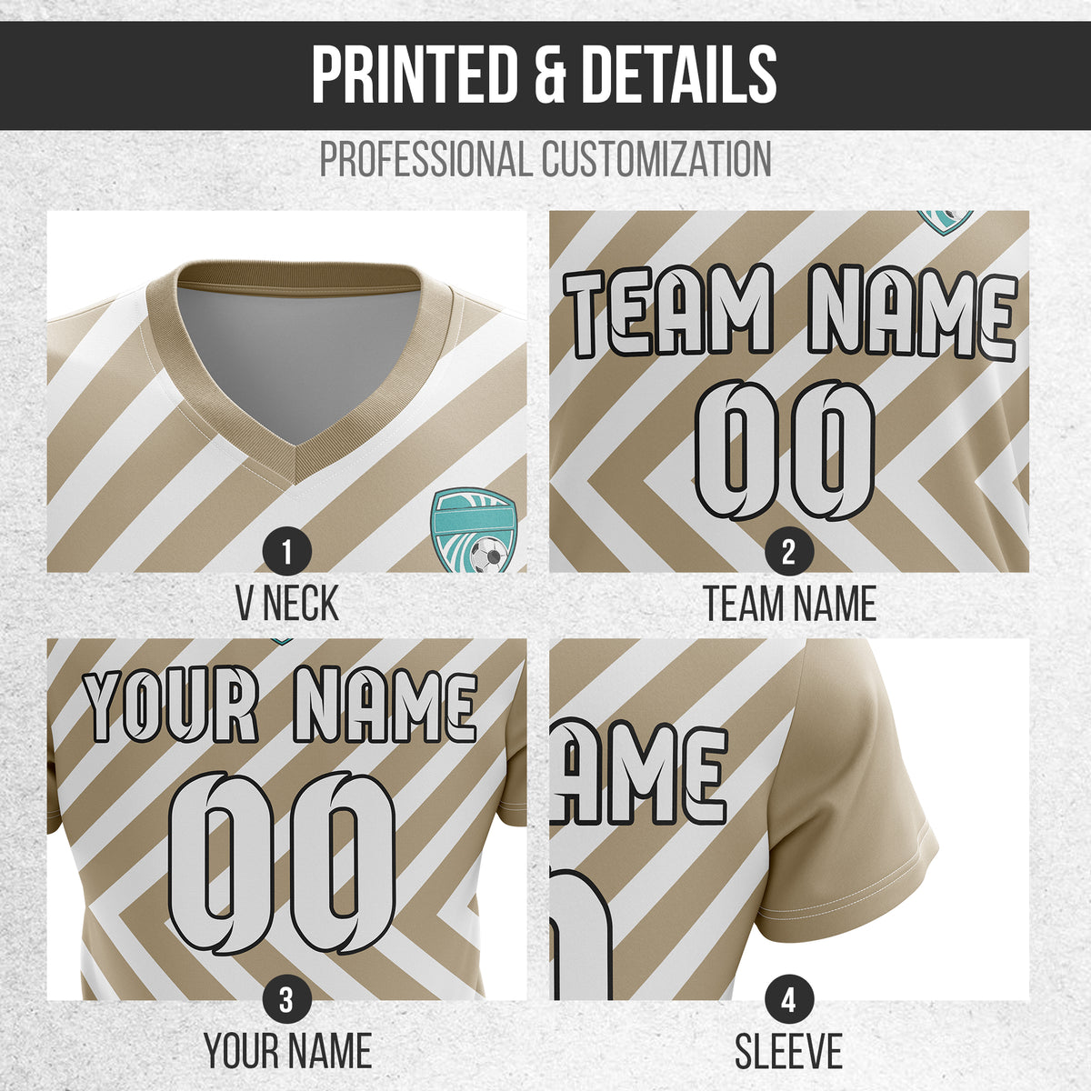 Custom Swift Stripe V-Neck Khaki Sport Tops Jersey