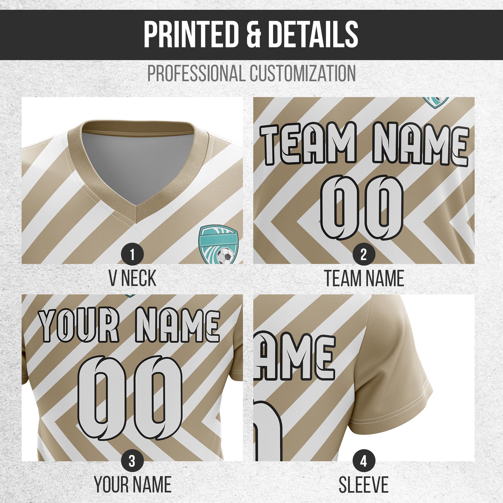 Custom Swift Stripe V-Neck Khaki Sport Tops Jersey
