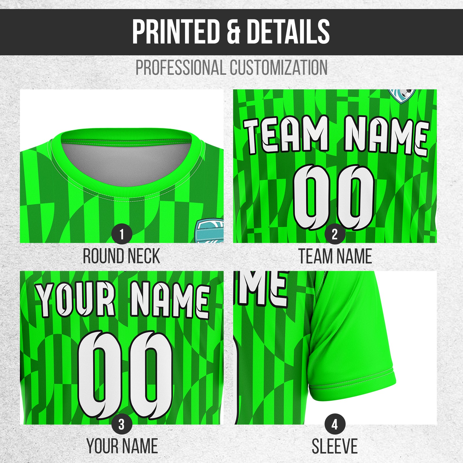 Custom Soccer Round Neck Neon Green Cyclone Tops Jersey