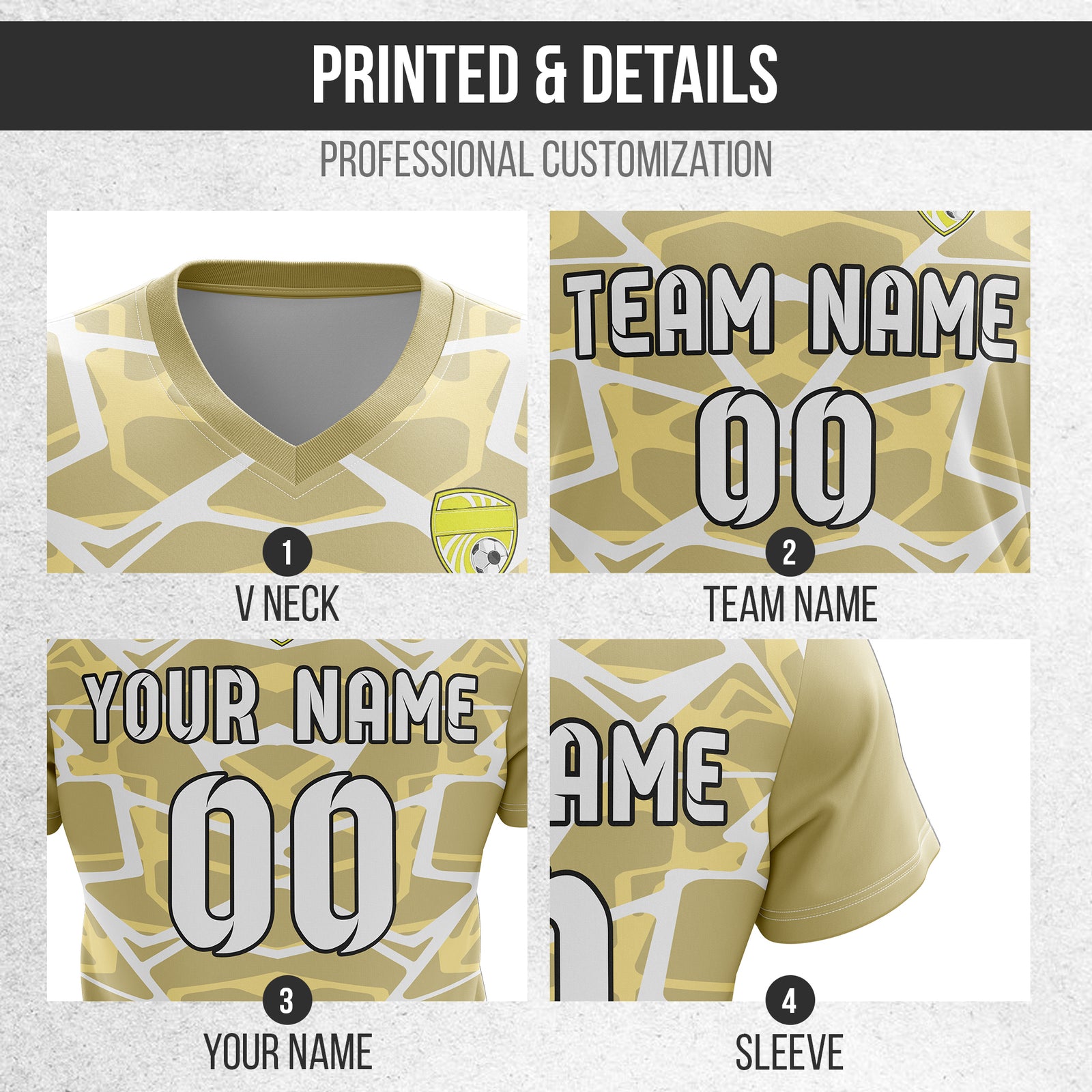 Custom Wild Pulse V-Full Pattern Khaki Grey Sport Tops Jersey