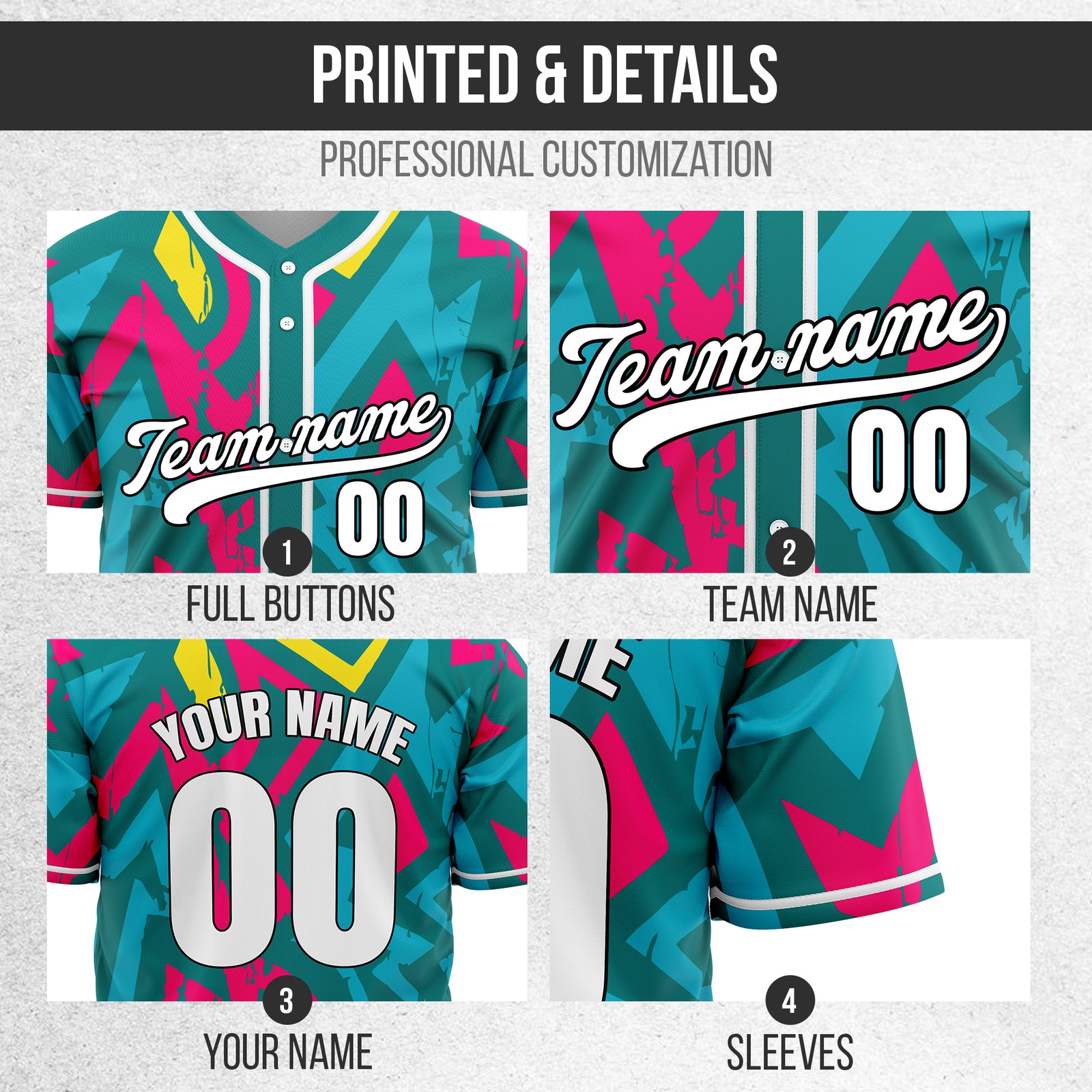 Custom Splash Teal Baseball Sports Jersey Personalized Uniform with Name & Number