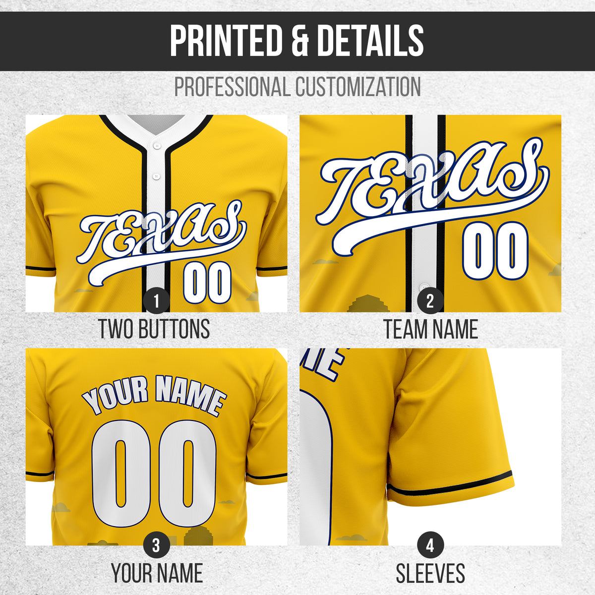 Custom City Lights Orange Baseball Sports Jersey Personalized Uniform with Name & Number